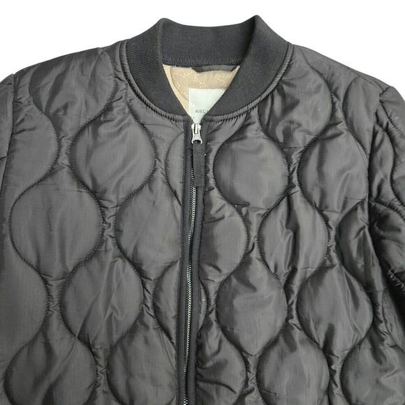 Anthropologie Avec Les Filles Women Black Quilted Longline Puffer Coat XS Bomber - Picture 2 of 12